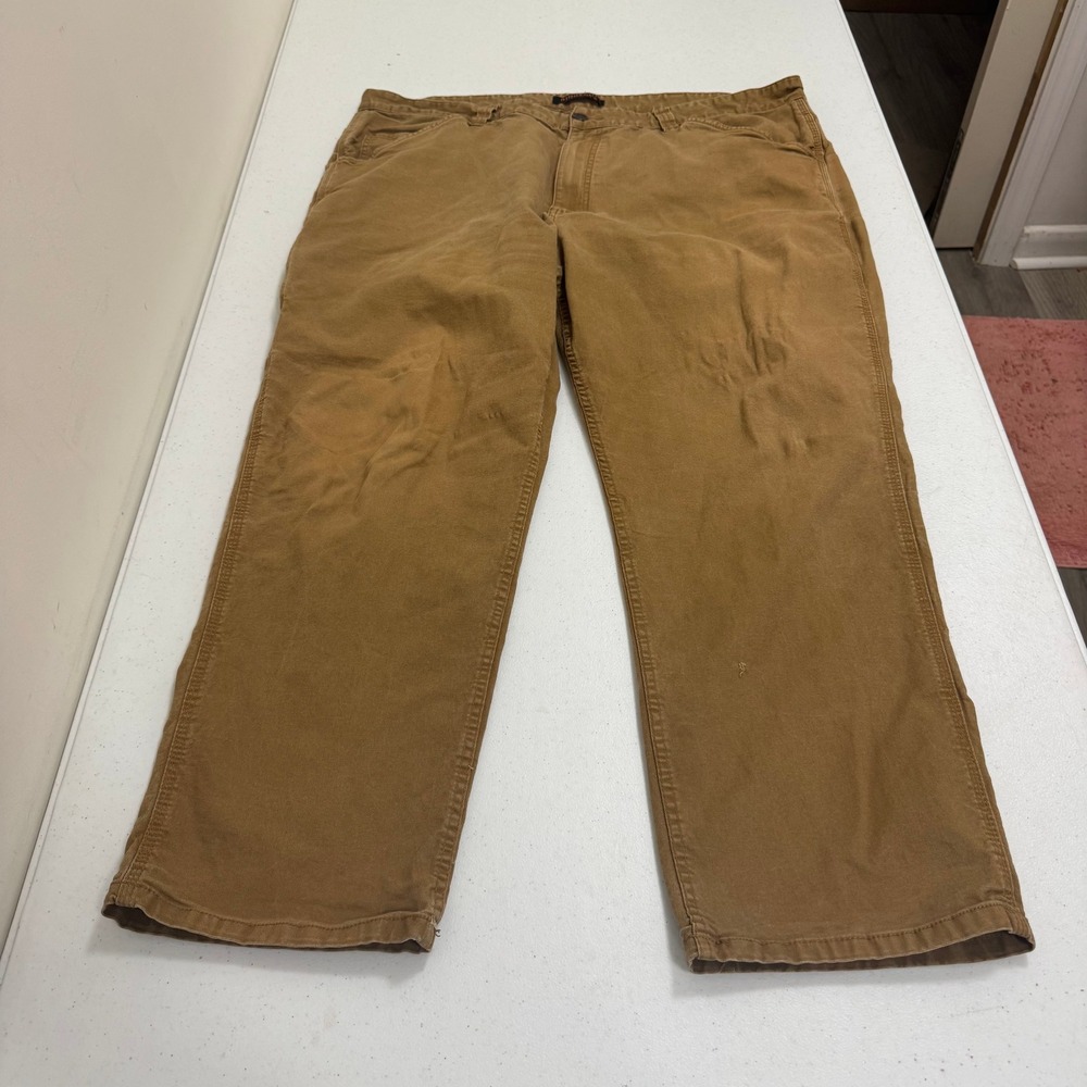Ridgecut Toughwear Mens 44x30 Brown Canvas Carpenter Work Pants Distressed Tan